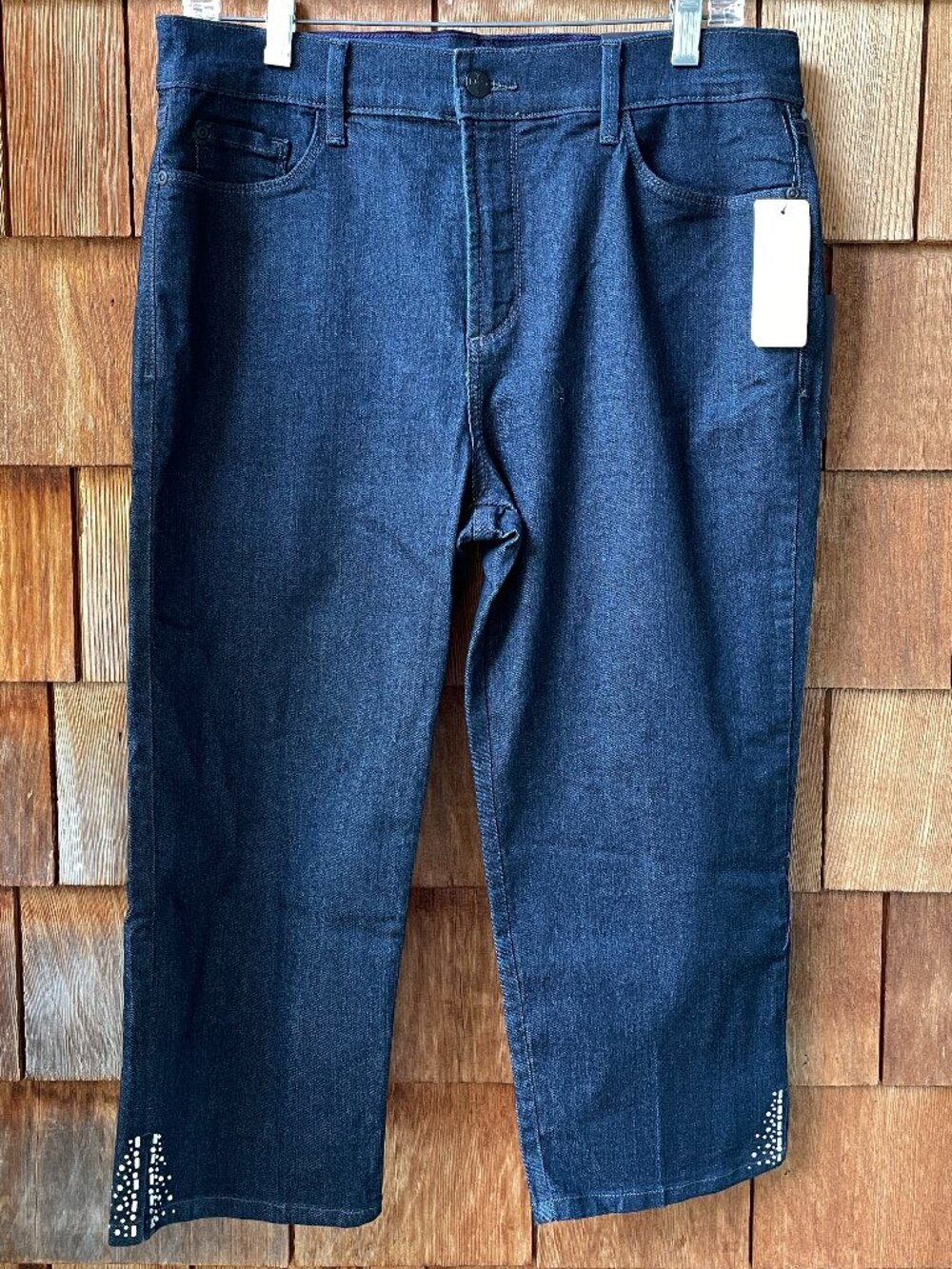 NWT NYDJ Ariel Indigo Blue Denim Figure Flattering Crop Jeans in Women's 12
